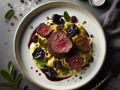 Recette Boeuf Carbonara aux Pruneaux au Cookeo - Plat principal Française - Photo du plat prêt à déguster