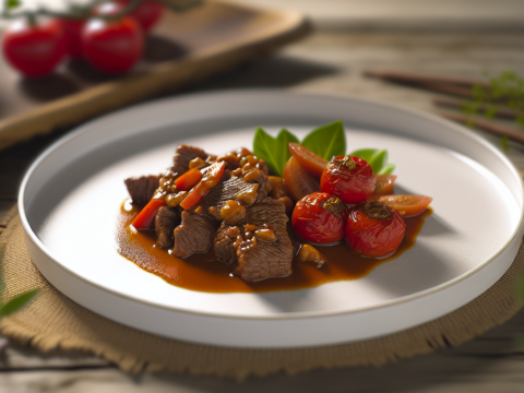 Recette Boeuf au gingembre aux tomates au Cookeo - Plat principal Chinoise - Photo du plat prêt à déguster