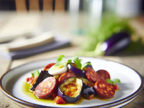 Recette Chorizo aux aubergines au Cookeo - Plat principal Méditerranéenne - Photo du plat prêt à déguster