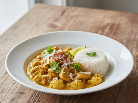 Recette Chou-fleur et Dinde au Curry Coco au Cookeo - Plat principal Française - Photo du plat prêt à déguster