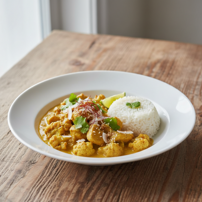 Recette Chou-fleur et Dinde au Curry Coco au Cookeo - Plat principal Française - Photo du plat prêt à déguster