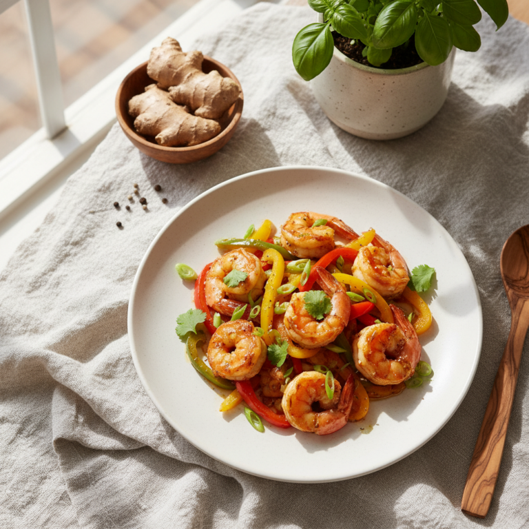 Recette Crevettes au gingembre aux poivrons au Cookeo - Plat principal Chinoise - Photo du plat prêt à déguster