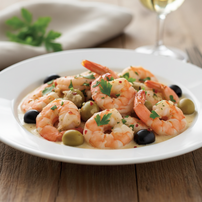 Recette Crevettes au vin blanc aux olives au Cookeo - Plat principal Française - Photo du plat prêt à déguster