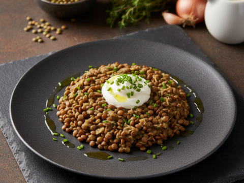 Recette Lentilles à la crème fraîche au Cookeo - Plat principal Française - Photo du plat prêt à déguster