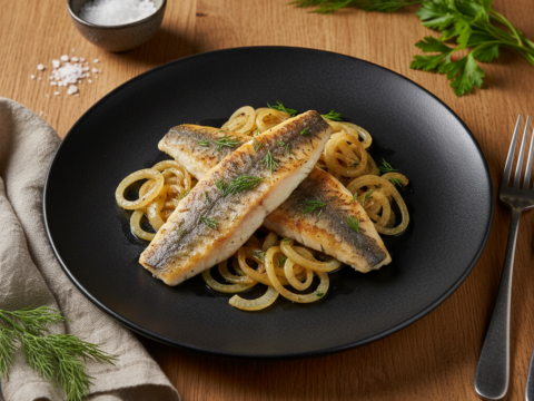 Recette Merlu aux oignons au Cookeo - Plat principal Française - Photo du plat prêt à déguster