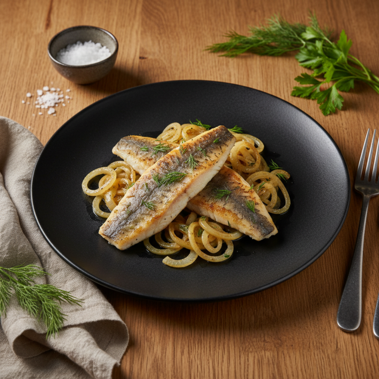 Recette Merlu aux oignons au Cookeo - Plat principal Française - Photo du plat prêt à déguster