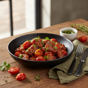 Porc caramélisé aux tomates – Recette Cookeo