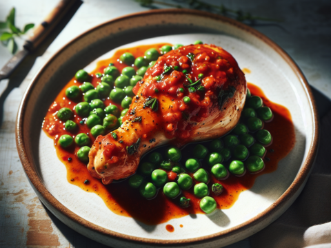 Recette Poulet Arrabiata aux Petits Pois au Cookeo - Plat principal Italienne - Photo du plat prêt à déguster