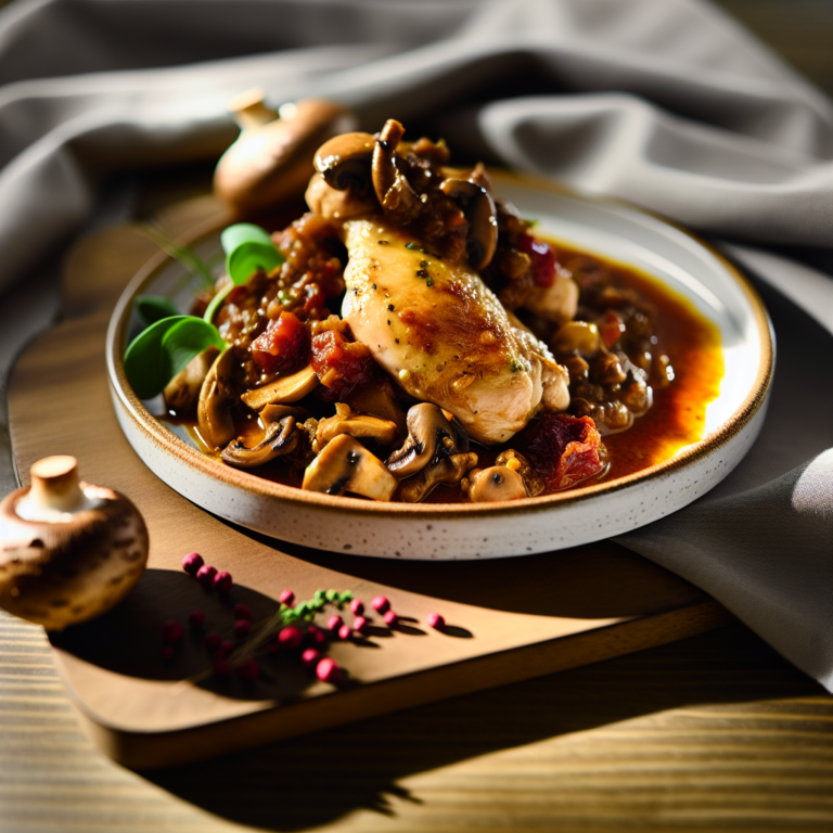 Recette Poulet Bourguignon aux Champignons au Cookeo - Plat principal Française - Photo du plat prêt à déguster