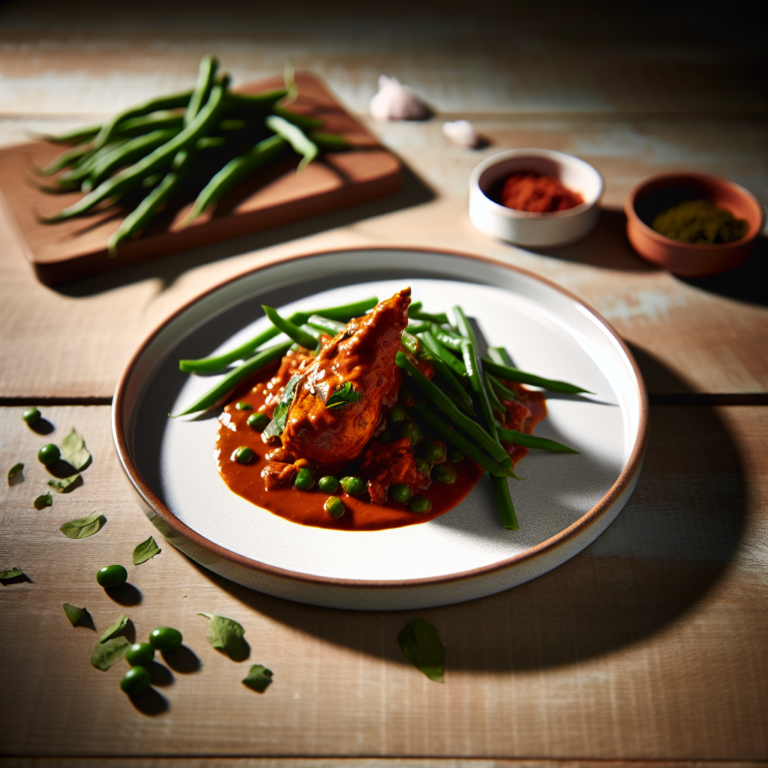 Recette Poulet Vindaloo aux Haricots Verts au Cookeo - Plat principal Indienne - Photo du plat prêt à déguster