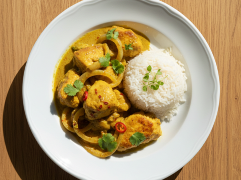 Recette Poulet au curry et oignons au Cookeo - Plat principal Française - Photo du plat prêt à déguster