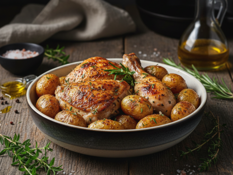 Recette Poulet aux herbes et pommes de terre au Cookeo - Plat principal Française - Photo du plat prêt à déguster