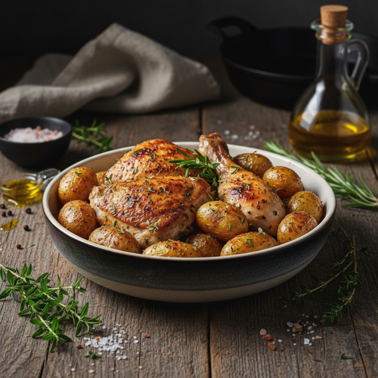 Recette Poulet aux herbes et pommes de terre au Cookeo - Plat principal Française - Photo du plat prêt à déguster