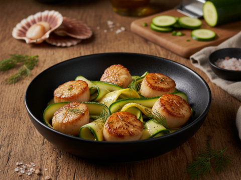 Recette Saint-Jacques aux courgettes au Cookeo - Plat principal Française - Photo du plat prêt à déguster