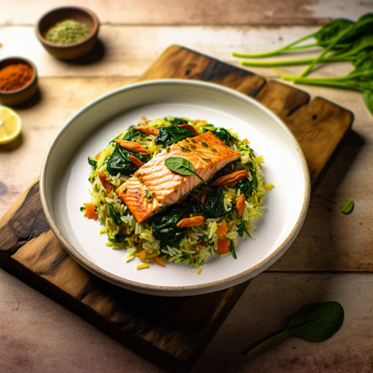 Recette Saumon Biryani aux Épinards au Cookeo - Plat principal Indienne - Photo du plat prêt à déguster