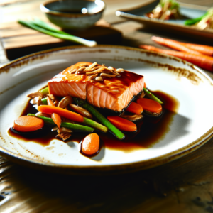 Recette Saumon Teriyaki aux Carottes au Cookeo - Plat principal Japonaise - Photo du plat prêt à déguster