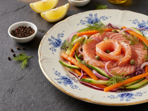 Recette Saumon mariné aux légumes au Cookeo - Plat principal Française - Photo du plat prêt à déguster