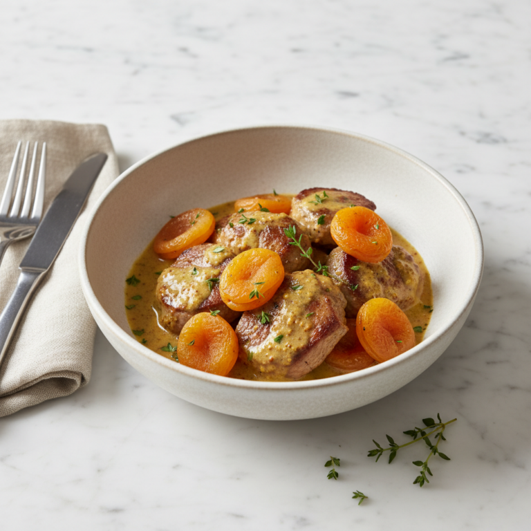 Recette Veau à la moutarde aux abricots au Cookeo - Plat principal Française - Photo du plat prêt à déguster