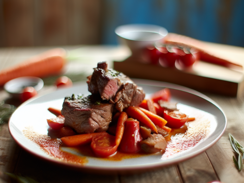 Recette Veau à la tomate aux carottes au Cookeo - Plat principal Française - Photo du plat prêt à déguster