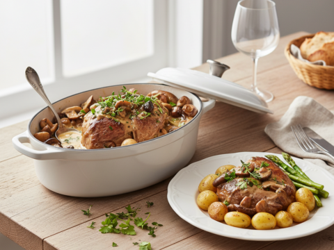 Recette Veau cocotte aux champignons au Cookeo - Plat principal Française - Photo du plat prêt à déguster