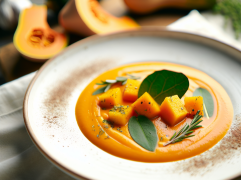 Recette Velouté de butternut au Cookeo - Entrée Française - Photo du plat prêt à déguster
