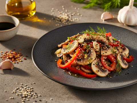 Recette Champignons à la coréenne au Cookeo - Accompagnement Coréenne - Photo du plat prêt à déguster