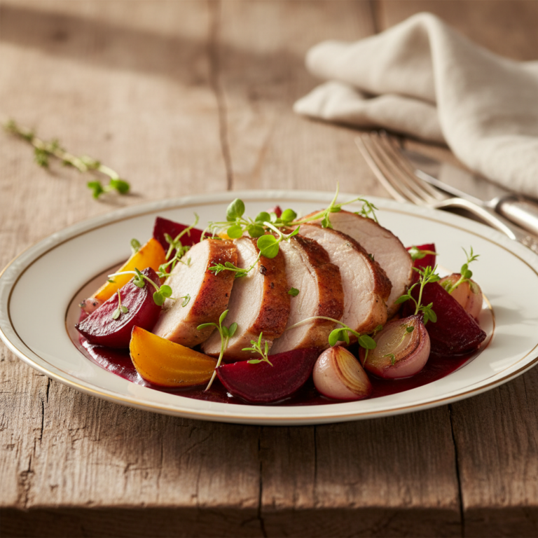 Recette Dinde aux betteraves au Cookeo - Plat principal Française - Photo du plat prêt à déguster