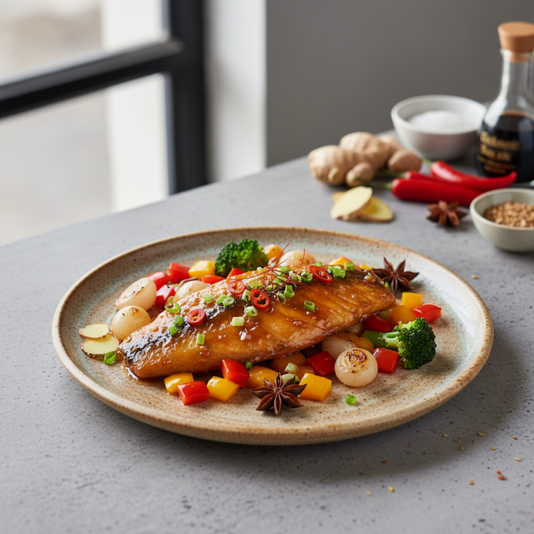 Recette Merlu aigre-doux au Cookeo - Plat principal Française - Photo du plat prêt à déguster