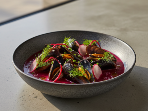 Recette Moules aux betteraves au Cookeo - Plat principal Française - Photo du plat prêt à déguster