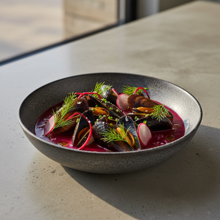 Recette Moules aux betteraves au Cookeo - Plat principal Française - Photo du plat prêt à déguster