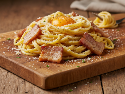 Recette Porc Carbonara au Cookeo - Plat principal Italienne - Photo du plat prêt à déguster