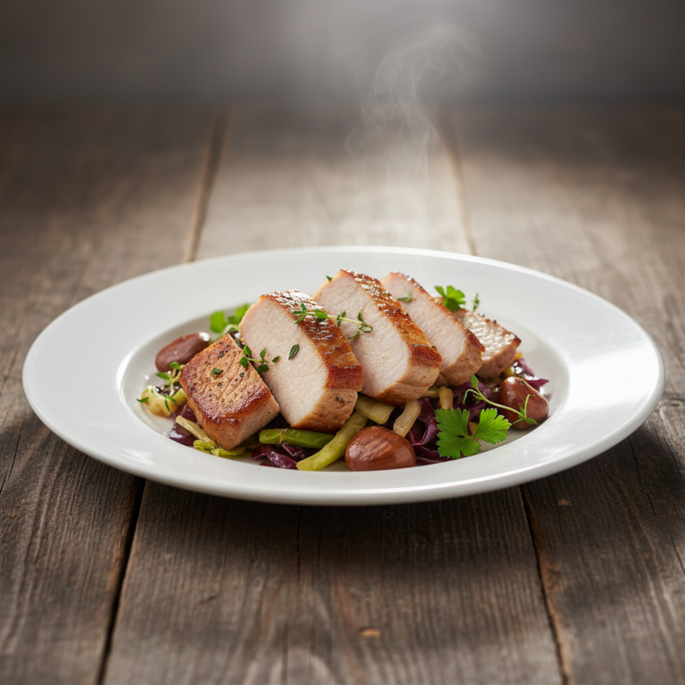 Recette Porc poêlé aux choux au Cookeo - Plat principal Française - Photo du plat prêt à déguster