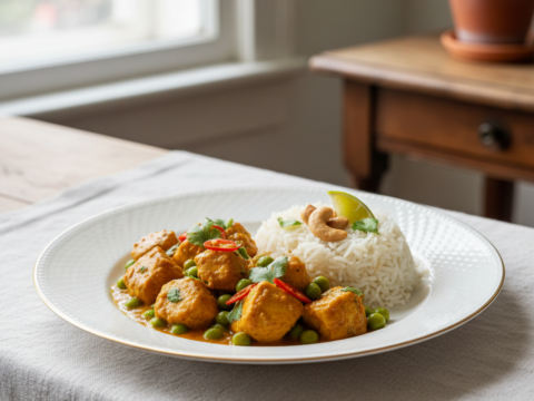 Recette Poulet Madras aux Petits Pois au Cookeo - Plat principal Indienne - Photo du plat prêt à déguster