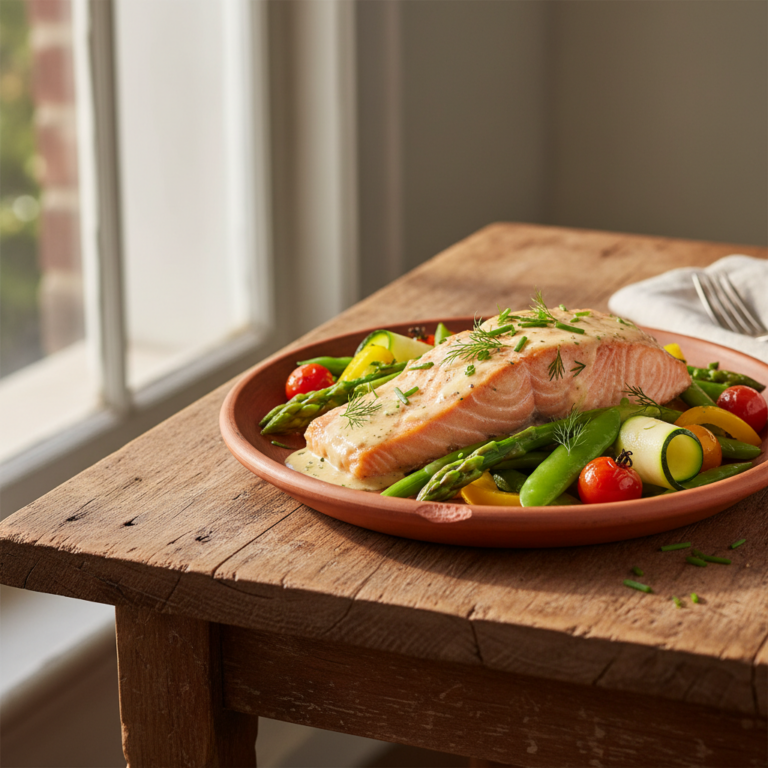 Recette Saumon à la crème aux légumes au Cookeo - Plat principal Française - Photo du plat prêt à déguster