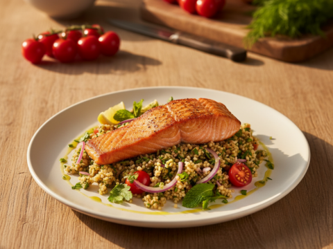 Recette Saumon au boulgour au Cookeo - Plat principal Française - Photo du plat prêt à déguster