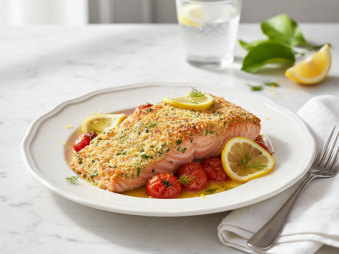Recette Saumon parmigiana au citron au Cookeo - Plat principal Française - Photo du plat prêt à déguster