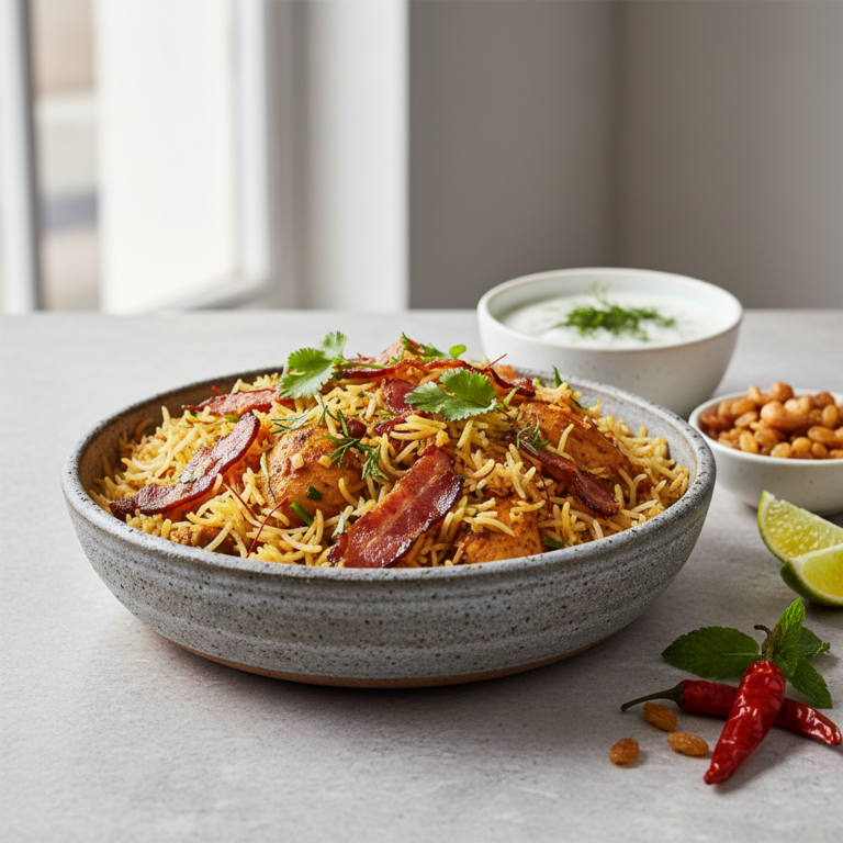 Recette Biryani au Bacon au Cookeo - Plat principal Indienne - Photo du plat prêt à déguster