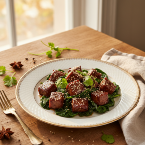Boeuf caramélisé aux épinards – Recette Cookeo