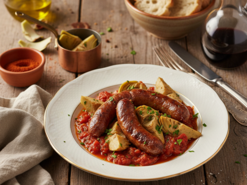 Recette Merguez aux artichauts au Cookeo - Plat principal Française - Photo du plat prêt à déguster