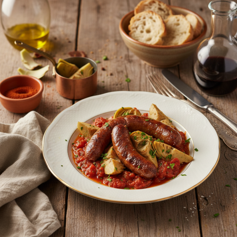 Recette Merguez aux artichauts au Cookeo - Plat principal Française - Photo du plat prêt à déguster
