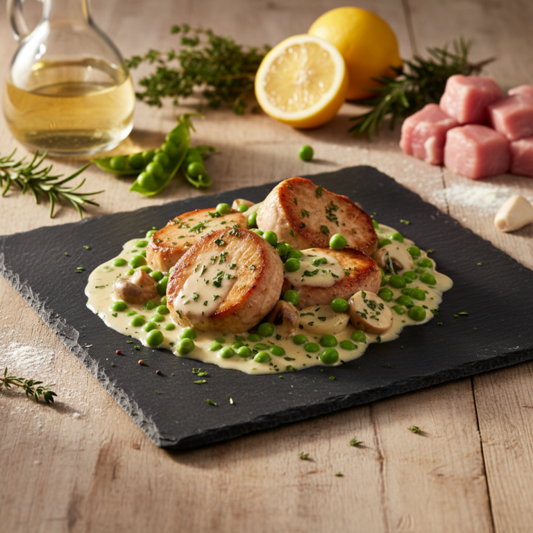 Recette Porc au vin blanc aux petits pois au Cookeo - Plat principal Française - Photo du plat prêt à déguster