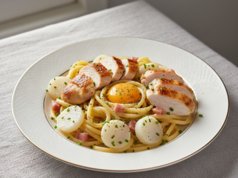 Recette Poulet Carbonara aux Navets au Cookeo - Plat principal Française - Photo du plat prêt à déguster