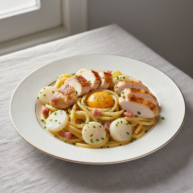 Recette Poulet Carbonara aux Navets au Cookeo - Plat principal Française - Photo du plat prêt à déguster