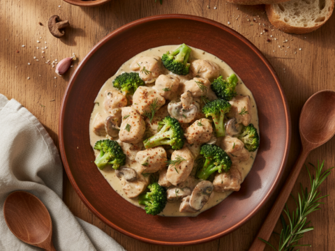 Recette Poulet Stroganoff aux Brocolis au Cookeo - Plat principal Française - Photo du plat prêt à déguster