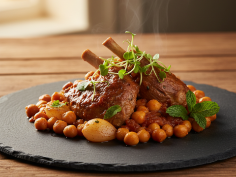 Recette Agneau aux pois chiches au Cookeo - Plat principal Méditerranéenne - Photo du plat prêt à déguster