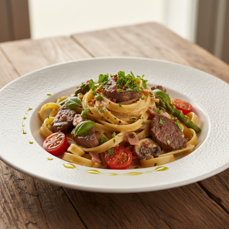 Recette Boeuf Carbonara aux Légumes au Cookeo - Plat principal Italienne - Photo du plat prêt à déguster