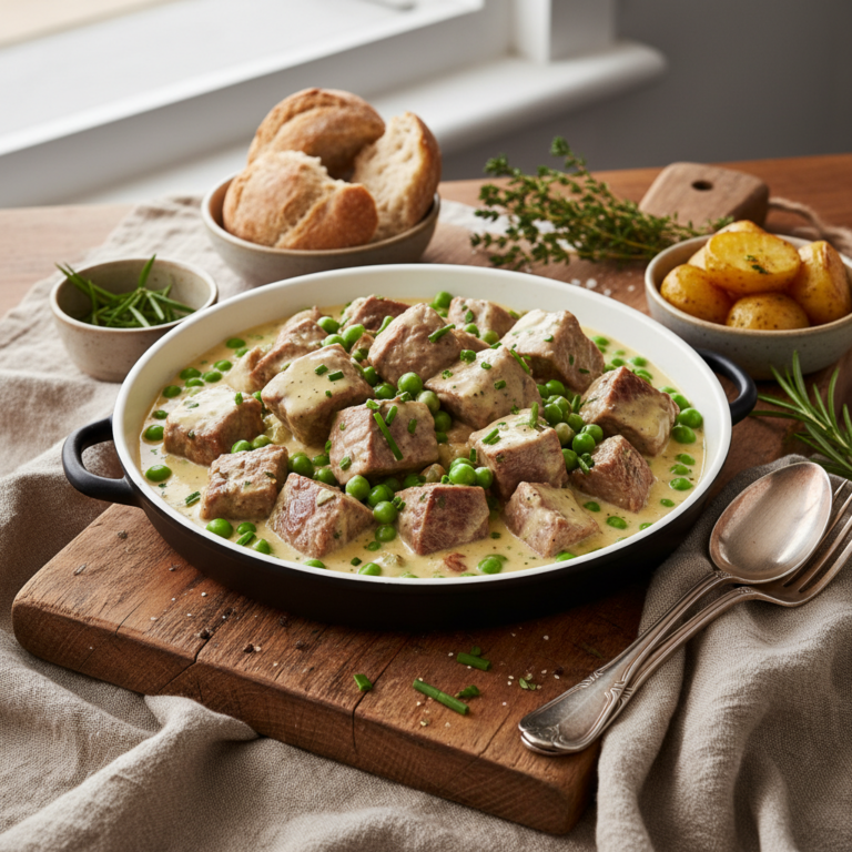 Recette Boeuf à la crème aux petits pois au Cookeo - Plat principal Française - Photo du plat prêt à déguster