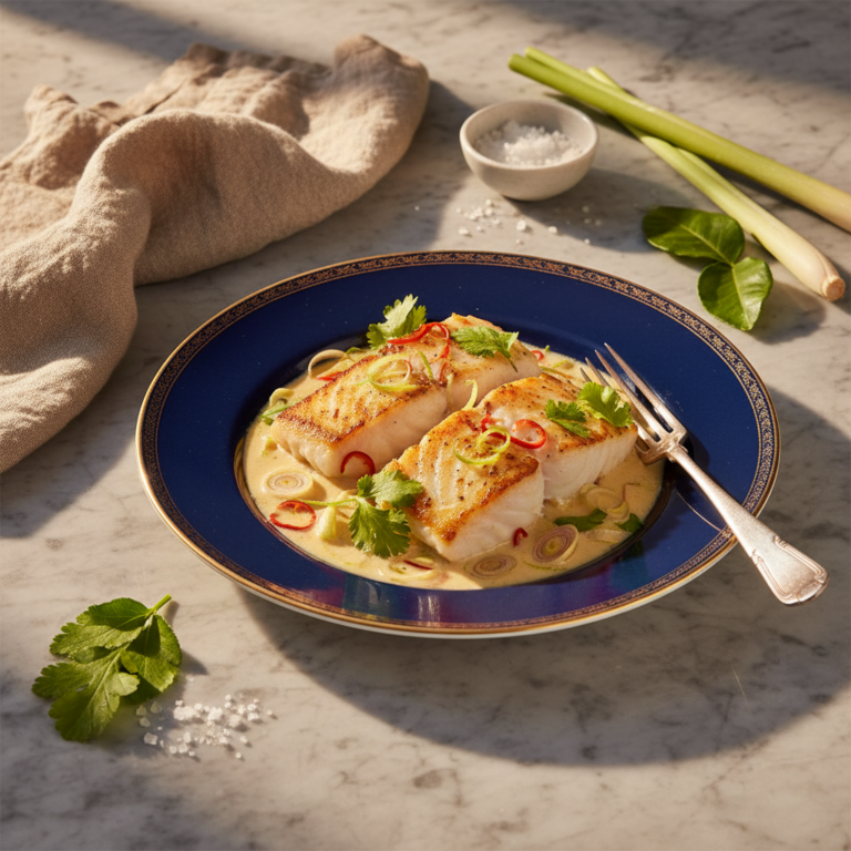 Recette Cabillaud coco et citronnelle au Cookeo - Plat principal Exotique - Photo du plat prêt à déguster