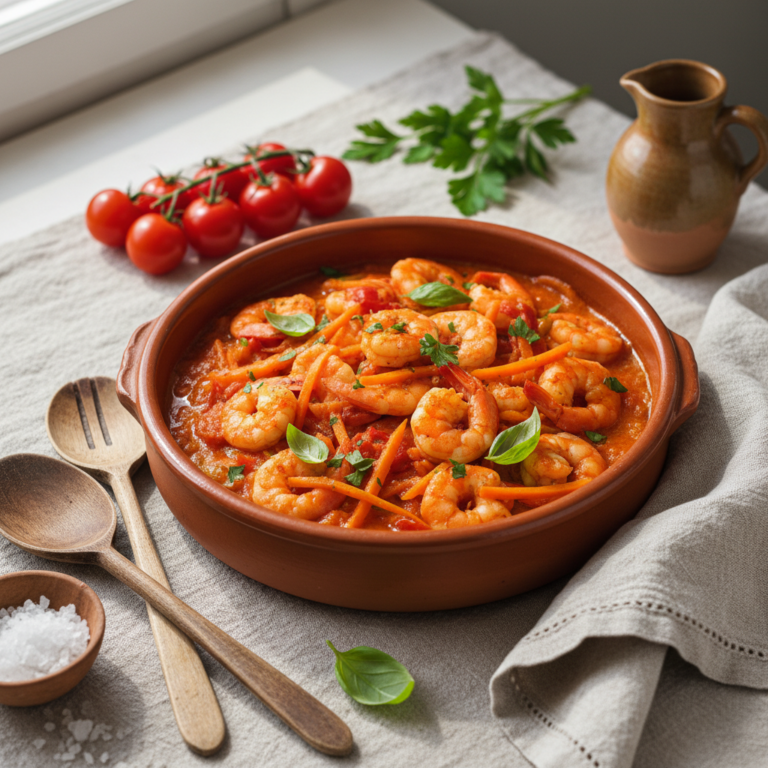 Recette Crevettes à la tomate aux carottes au Cookeo - Plat principal Française - Photo du plat prêt à déguster