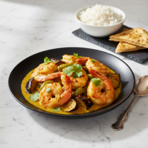 Crevettes au curry aux aubergines – Recette Cookeo